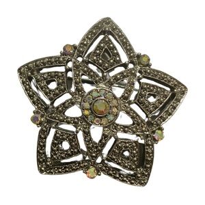 Silver Star Brooch with Iridescent Accents